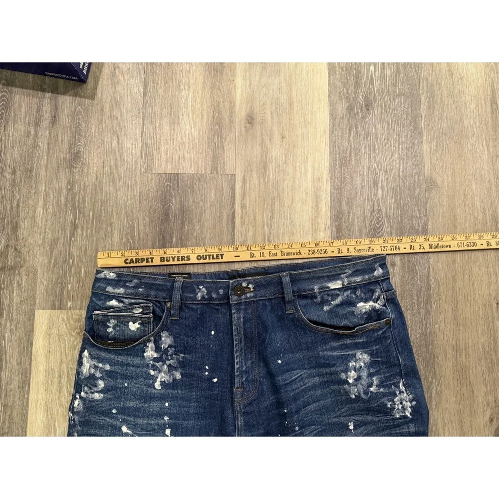 Cult Of Individuality Jeans Mens 42x33 Blue Denim Paint Splatter Rocker Slim Fit
